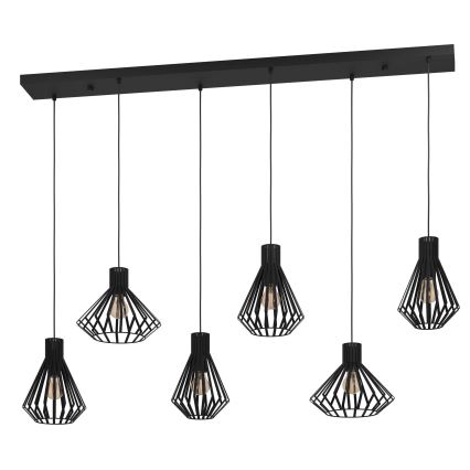 Eglo - Suspension filaire 6xE27/40W/230V noir