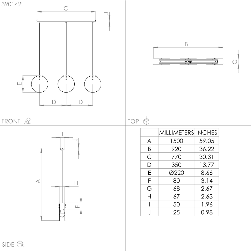Eglo - Lampadario a sospensione con filo 3xE27/40W/230V fumé