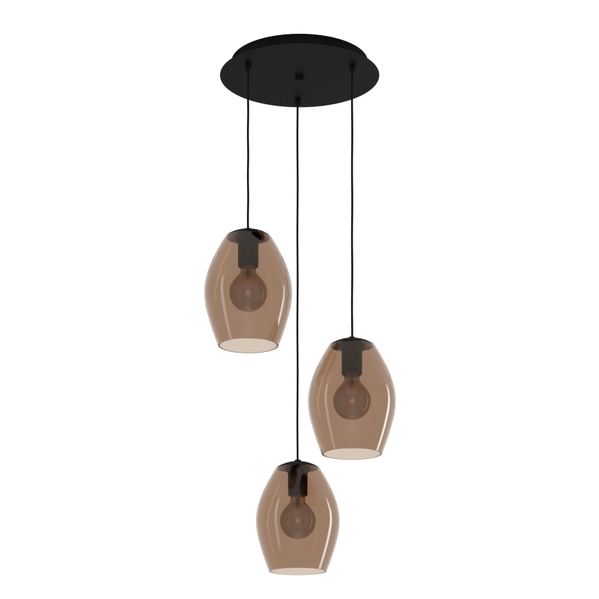 Eglo - Suspension filaire 3xE27/40W/230V marron