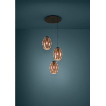 Eglo - Suspension filaire 3xE27/40W/230V marron