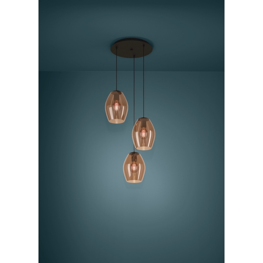 Eglo - Suspension filaire 3xE27/40W/230V marron