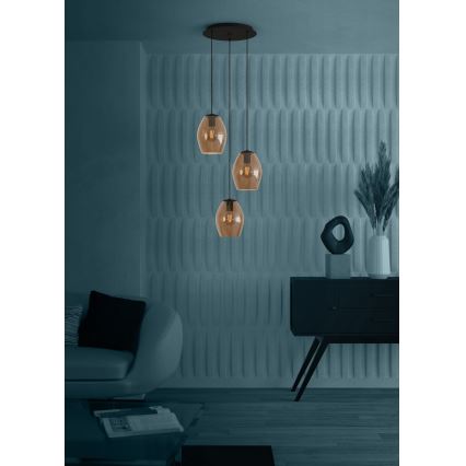 Eglo - Suspension filaire 3xE27/40W/230V marron