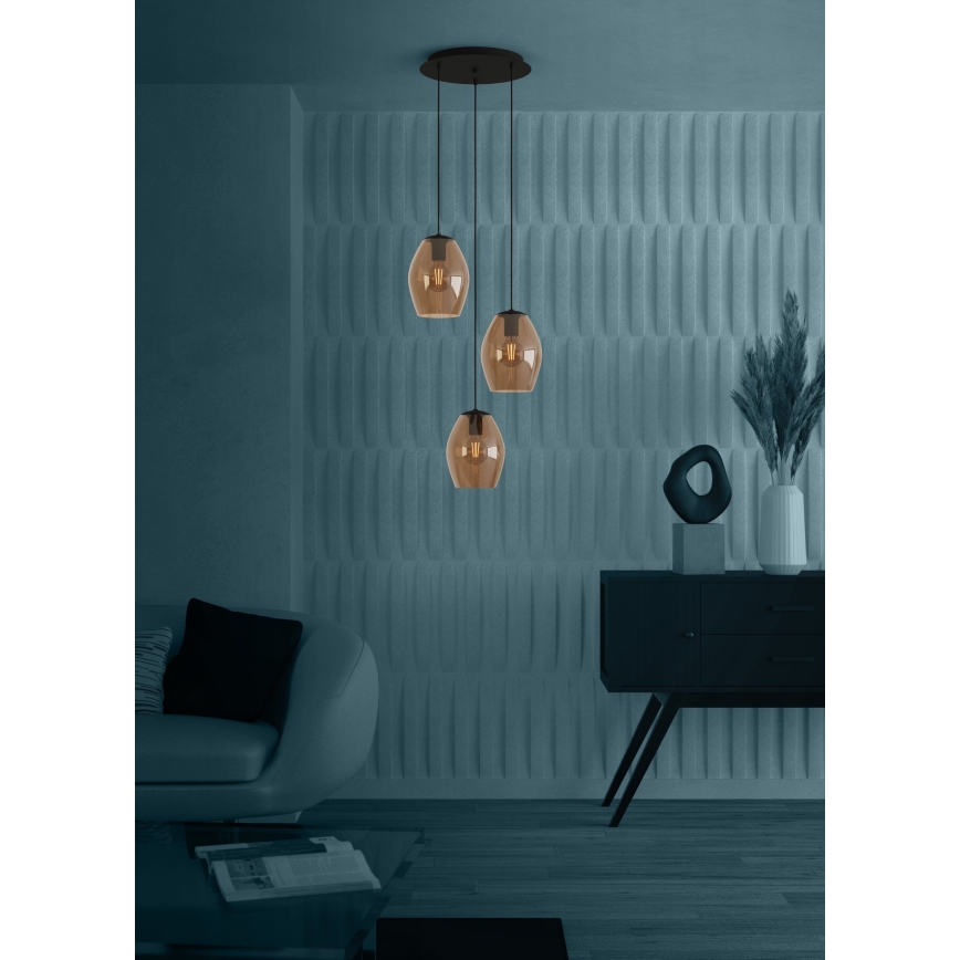 Eglo - Suspension filaire 3xE27/40W/230V marron
