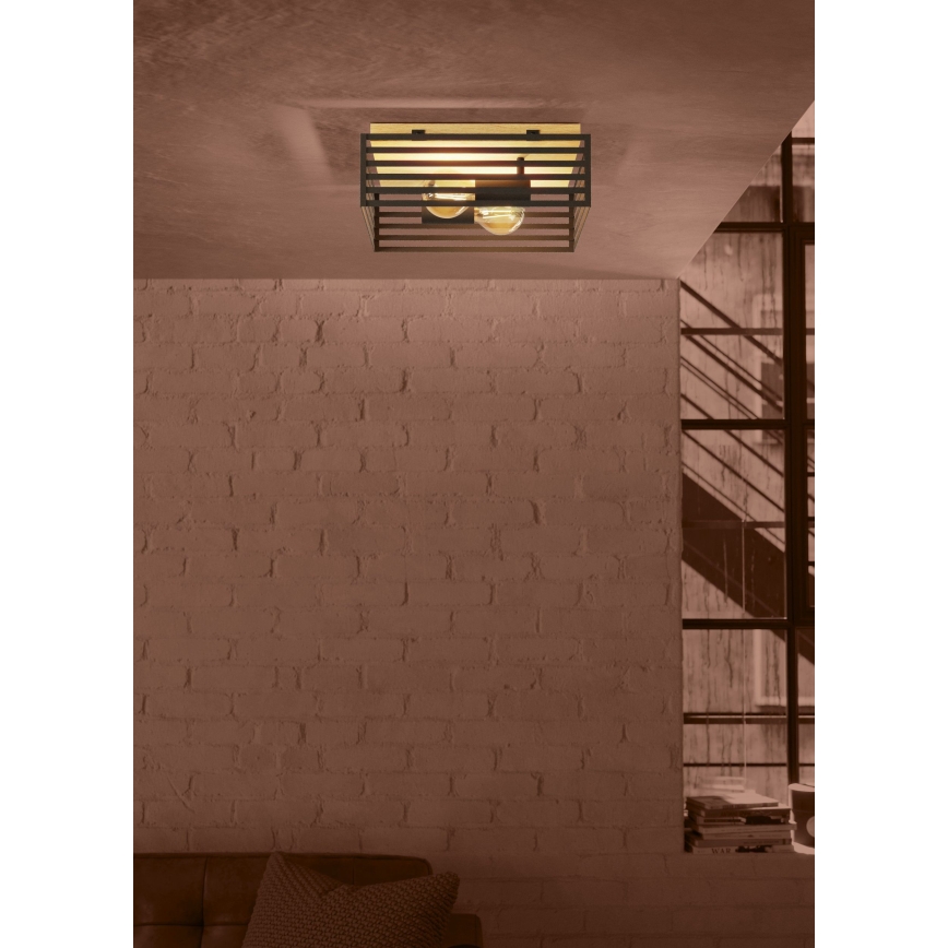 Eglo - Plafonnier 2xE27/40W/230V noir/marron