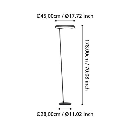 Eglo - Lampada da terra dimmerabile a LED LED/23W/230V 3000K nero