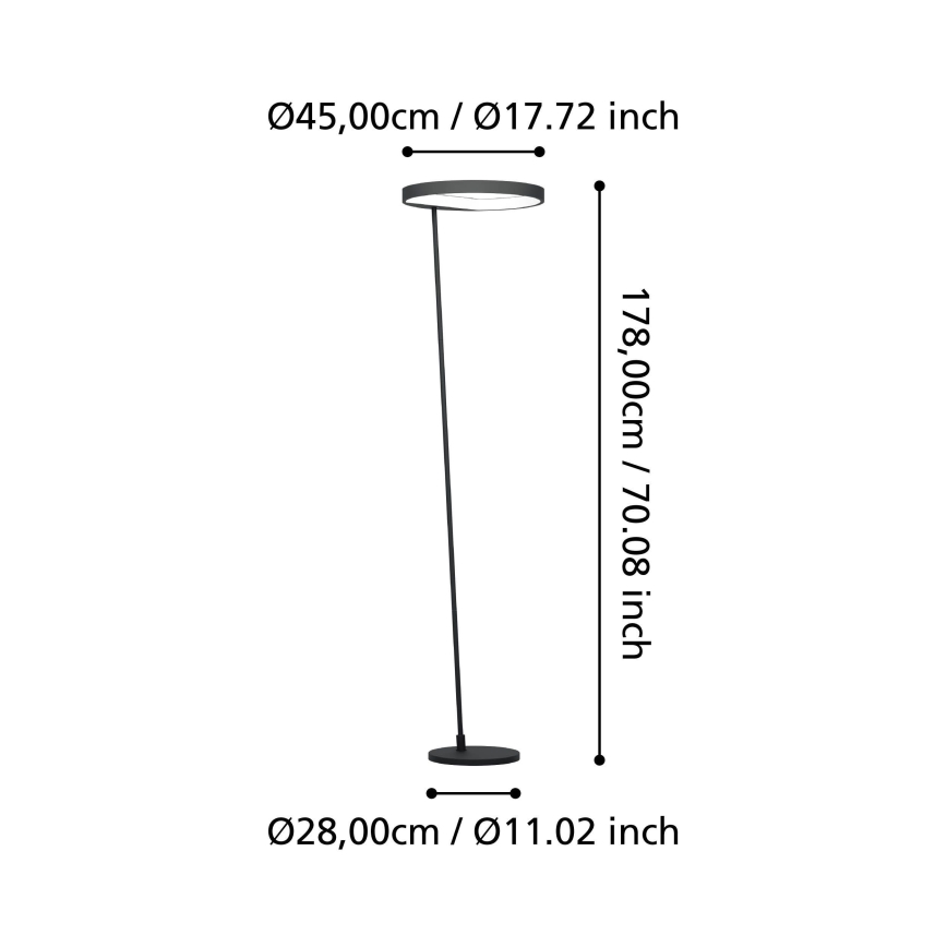 Eglo - Lampada da terra dimmerabile a LED LED/23W/230V 3000K nero