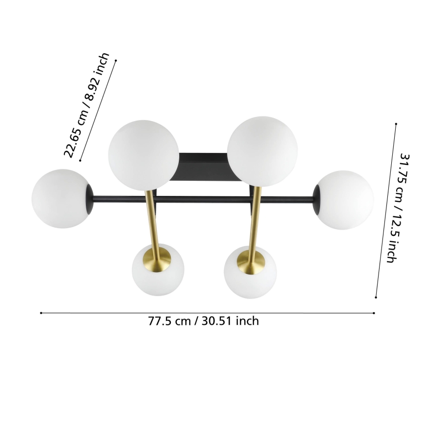 Eglo - Anbauleuchte 6xE14/40W/230V golden/schwarz