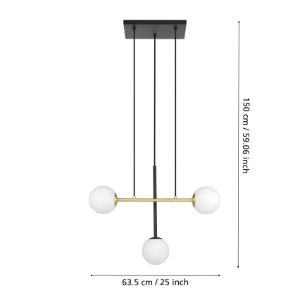 Eglo - Hängeleuchte 3xE14/40W/230V golden/schwarz