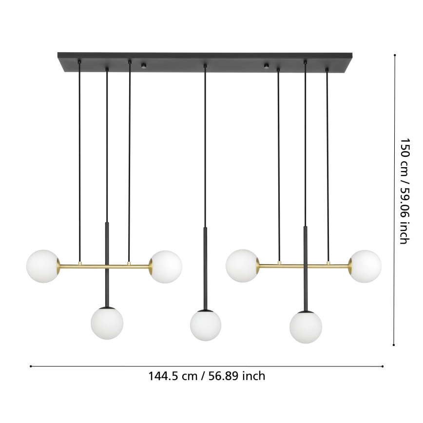 Eglo - Suspension filaire 7xE14/40W/230V doré/noir