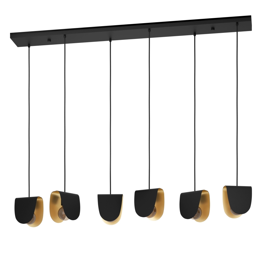 Eglo - Lampadario a sospensione con filo 6xE27/40W/230V nero/oro
