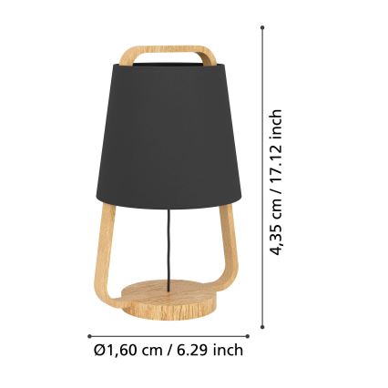 Eglo - Lampe de table 1xE27/40W/230V noir