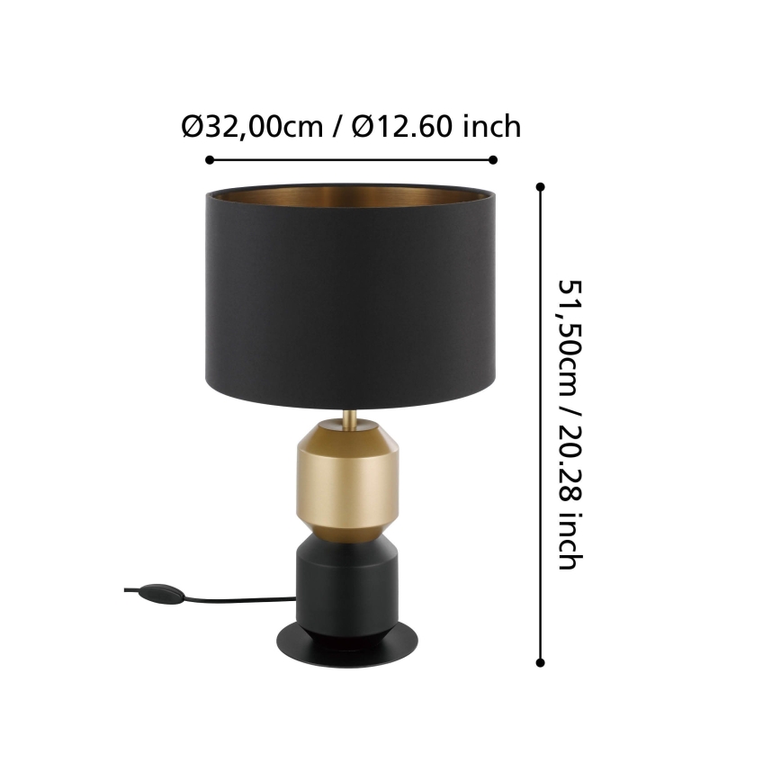 Eglo - Lampada da tavolo 1xE27/40W/230V nero/oro