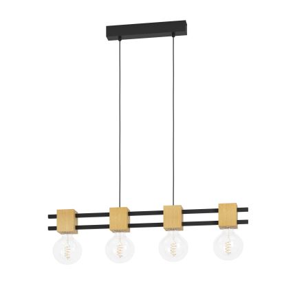 Eglo - Lampadario a sospensione con filo 4xE27/40W/230V nero/marrone