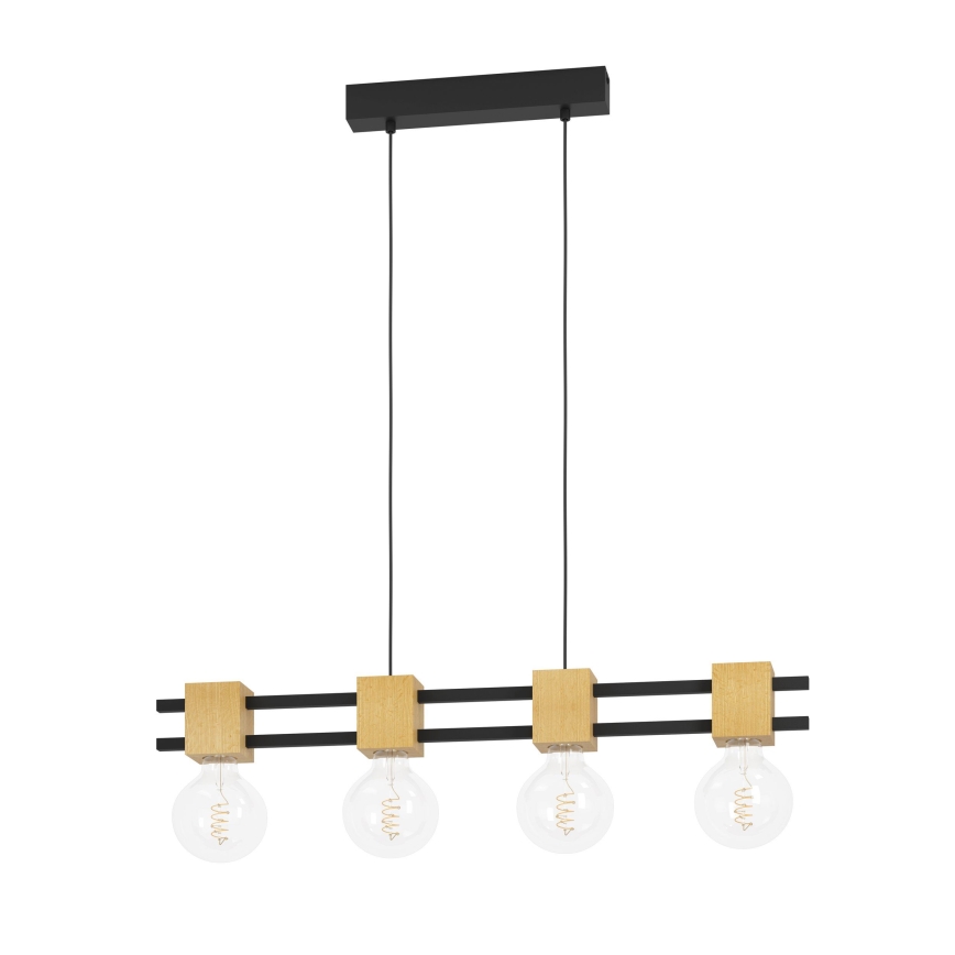 Eglo - Lampadario a sospensione con filo 4xE27/40W/230V nero/marrone