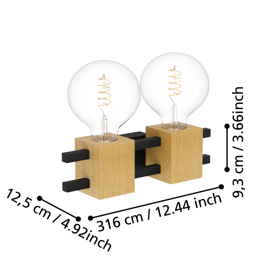 Eglo - Applique 2xE27/40W/230V nero/marrone