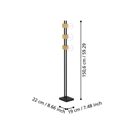 Eglo - Stehleuchte 3xE27/40W/230V schwarz/braun
