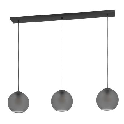Eglo - Lampadario a sospensione con filo 3xE27/40W/230V fumé