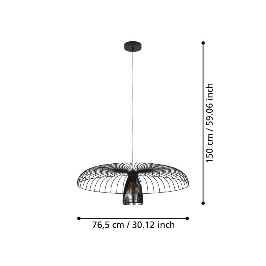 Eglo - Suspension filaire 1xE27/60W/230V d. 77 cm noir