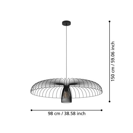 Eglo - Suspension filaire 1xE27/60W/230V d. 98,5 cm noir