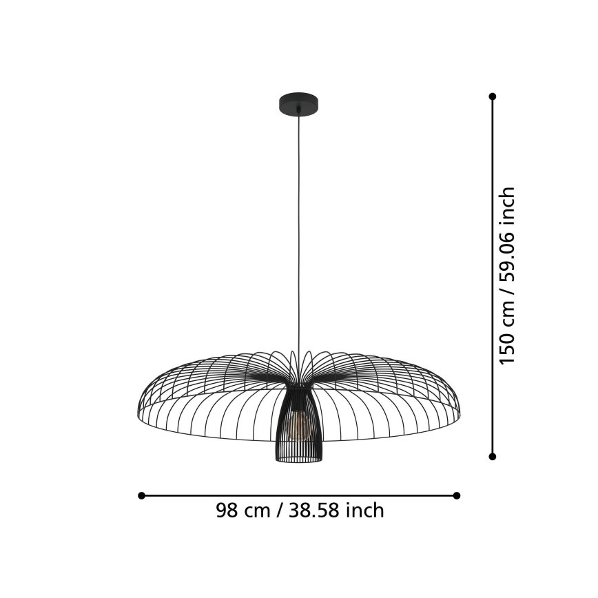 Eglo - Suspension filaire 1xE27/60W/230V d. 98,5 cm noir