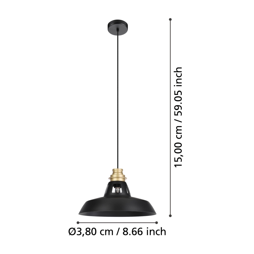 Eglo - Suspension filaire 1xE27/40W/230V noir/doré
