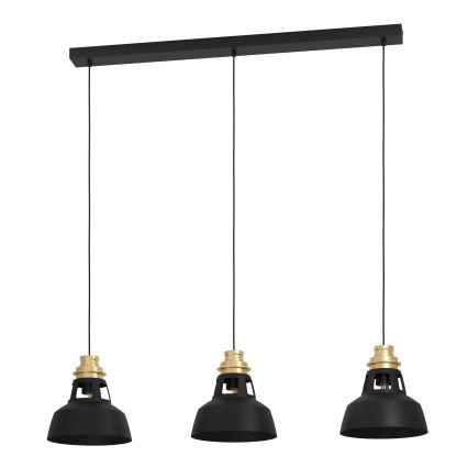 Eglo - Lampadario a sospensione con filo 3xE27/40W/230V nero/oro