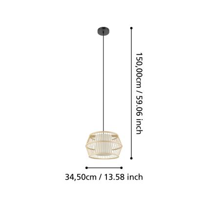 Eglo - Suspension filaire 1xE27/40W/230V bambou