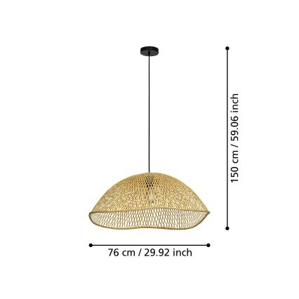 Eglo - Lampadario a sospensione con filo 1xE27/40W/230V diametro 72 cm bambù