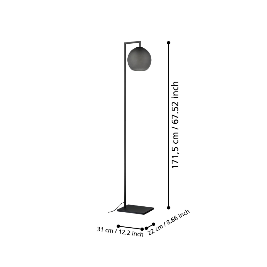Eglo - Lampadaire 1xE27/40W/230V fumé