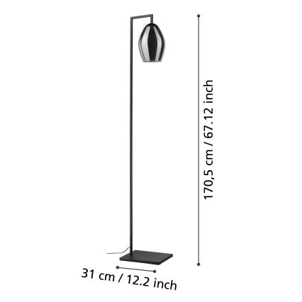 Eglo - Lampadaire 1xE27/40W/230V fumé