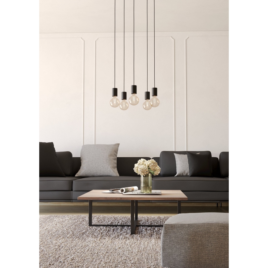 Eglo - Lampadario a sospensione con filo 5xE27/40W/230V nero