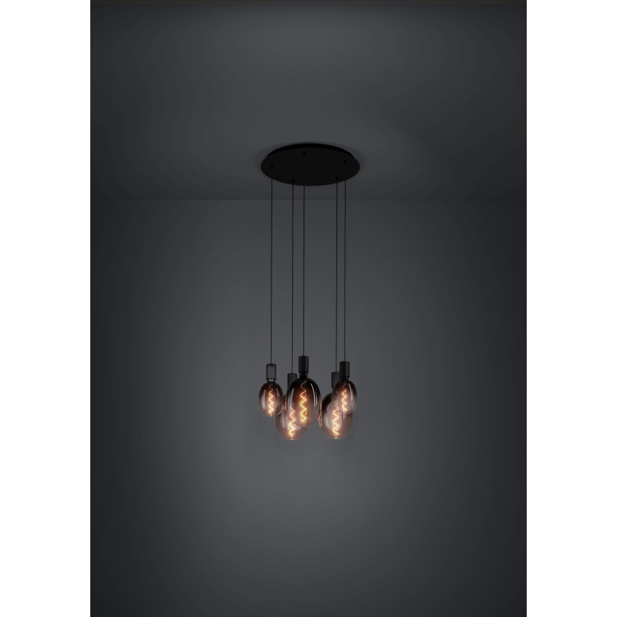 Eglo - Lampadario a sospensione con filo 5xE27/40W/230V nero
