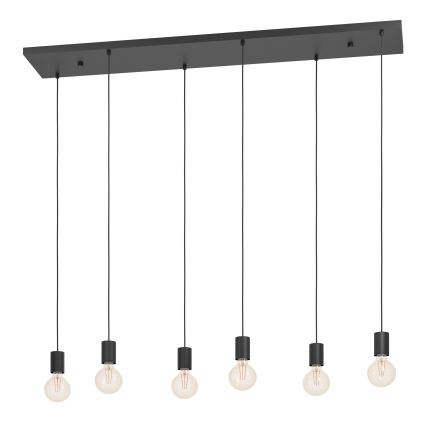 Eglo - Lampadario a sospensione con filo 6xE27/40W/230V nero