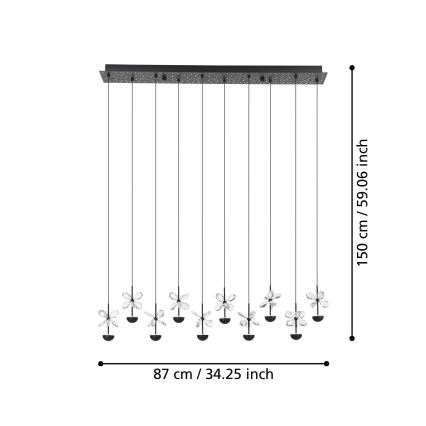 Eglo - Suspension filaire à intensité variable LED/23W/230V 3000K noir