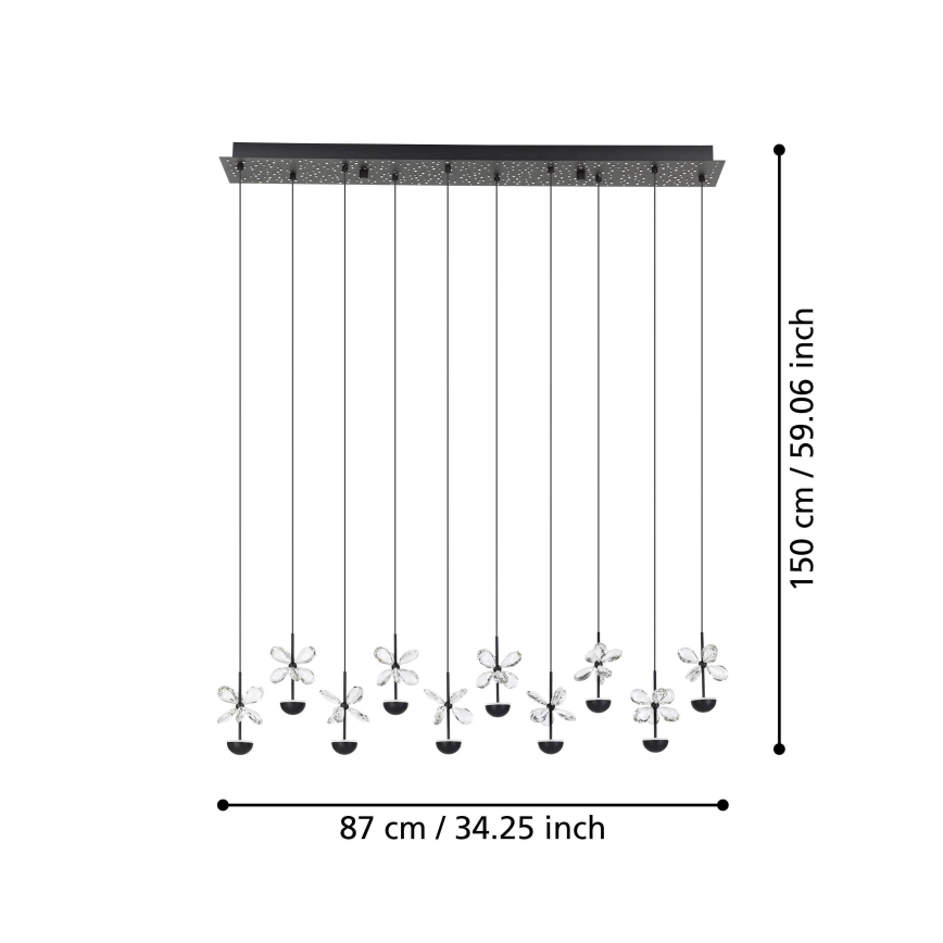 Eglo - Suspension filaire à intensité variable LED/23W/230V 3000K noir