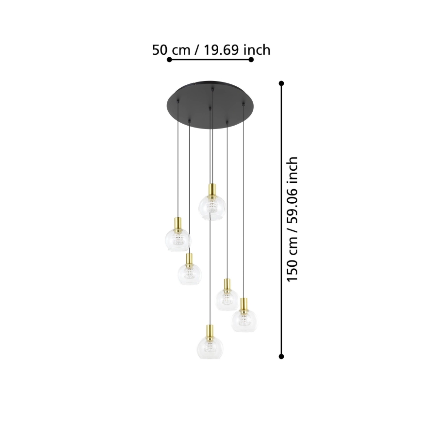 Eglo 390279 - Dimmbare LED-Hängeleuchte 6xLED/5,4W/230V 3000K d 54 cm golden