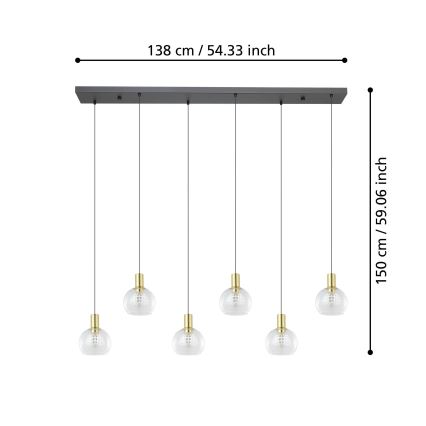 Eglo - Suspension filaire à intensité variable 6xLED/5,4W/230V 3000K doré