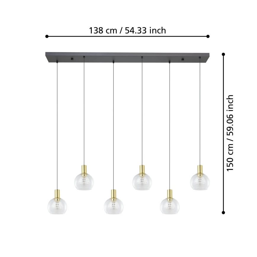 Eglo - Suspension filaire à intensité variable 6xLED/5,4W/230V 3000K doré