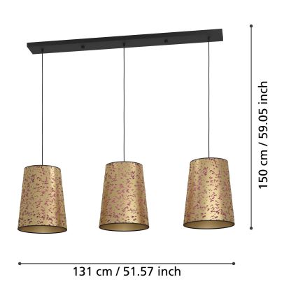 Eglo - Hängeleuchte 3xE27/25W/230V golden/rosa