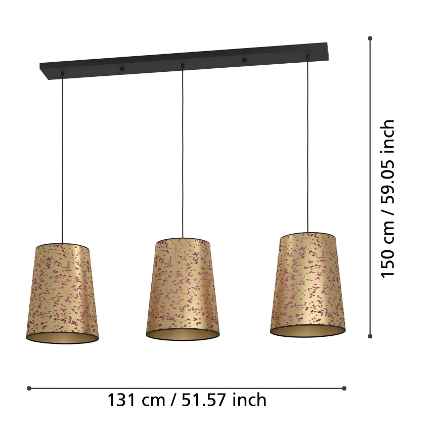 Eglo - Hängeleuchte 3xE27/25W/230V golden/rosa