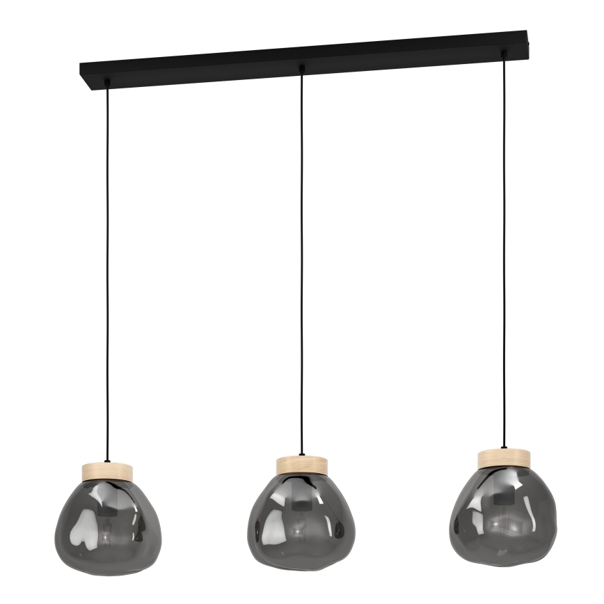 Eglo - Suspension filaire 3xE27/40W/230V fumé