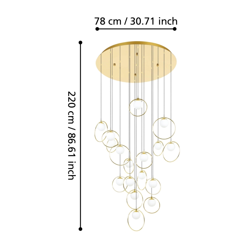 Eglo - Lampadario a sospensione con filo LED dimmerabile 17xLED/3W/230V 3000K diametro 78 cm oro