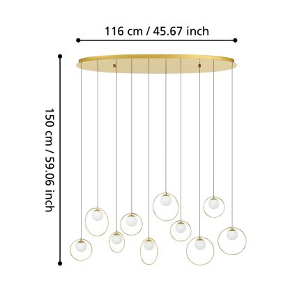 Eglo - Suspension filaire à intensité variable 10xLED/3W/230V 3000K doré
