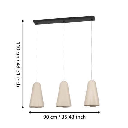 Eglo - Hängeleuchte 3xE27/40W/230V beige