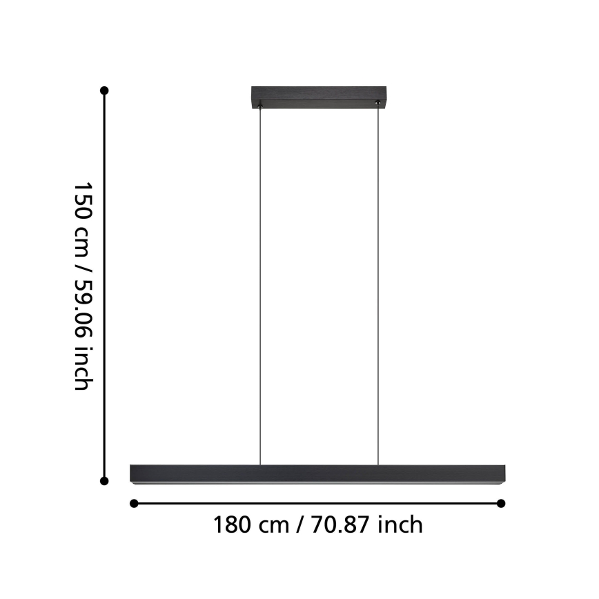 Eglo - LED dimmbare Hängeleuchte an Seil LED/20W/230V 3000K schwarz