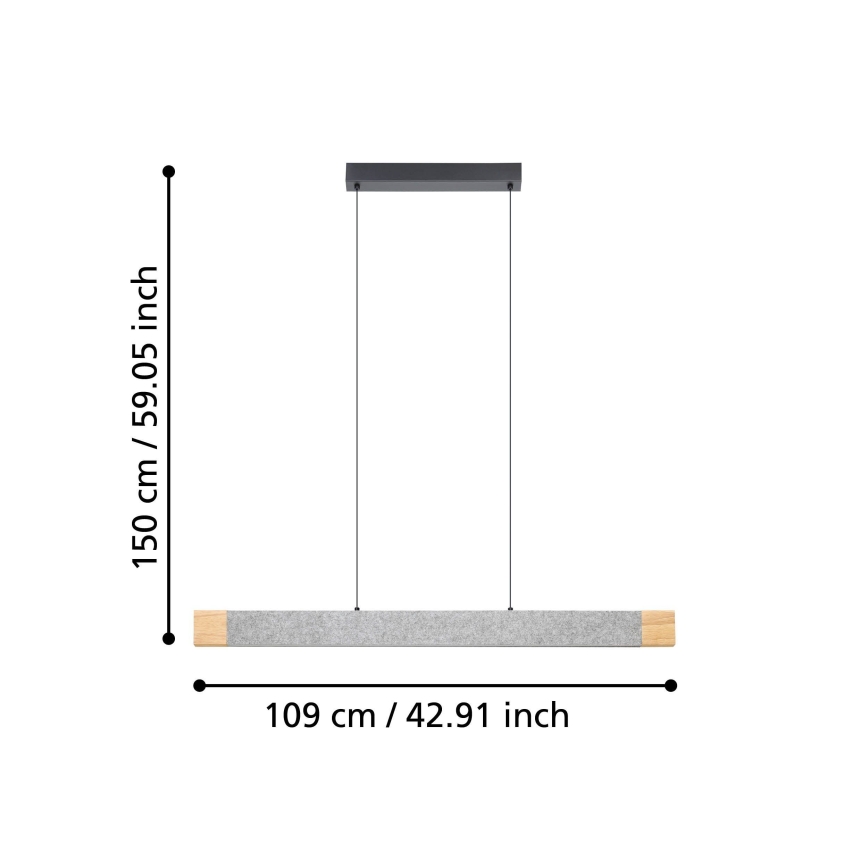 Eglo - Lampadario a sospensione con filo LED dimmerabile LED/22,2W/230V 3000K marrone/grigio