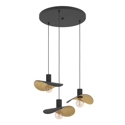 Eglo - Suspension filaire 3xE27/40W/230V noir/doré