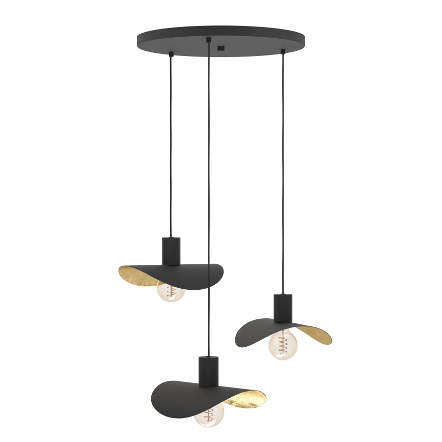 Eglo - Suspension filaire 3xE27/40W/230V noir/doré