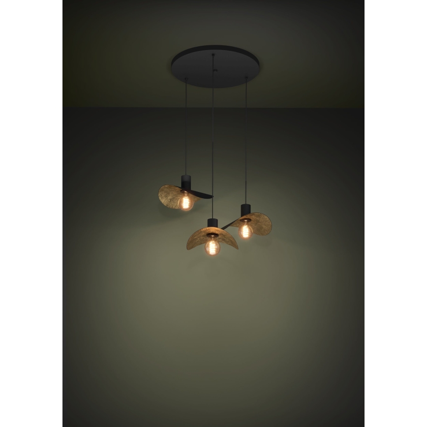 Eglo - Suspension filaire 3xE27/40W/230V noir/doré