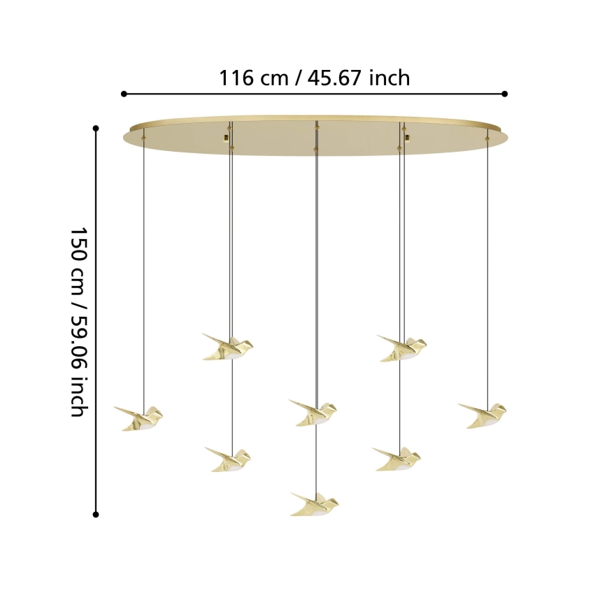 Eglo - Lampadario a sospensione con filo LED dimmerabile 8xLED/4,2W/230V 3000K oro